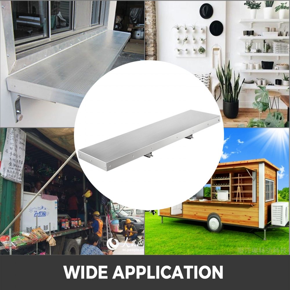 010819978477 - 48" x 12" Stainless Steel Folding Shelf for Concession Stands