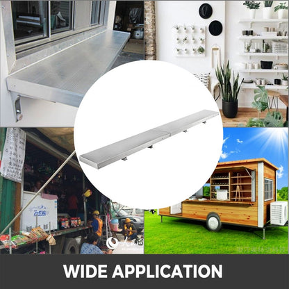 010523281494 - 96" Stainless Steel Folding Shelf for Concession Stands