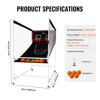 LW2312004 - Dual Hoops VEVOR Arcade Basketball Game - 90x48x84 Inches