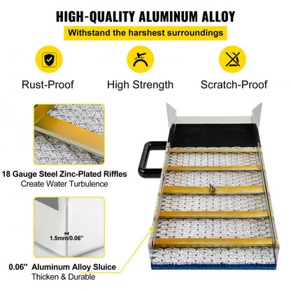VV-JH-TJC24 - Durable 24" Aluminum Alloy Sluice Box for Gold Prospecting