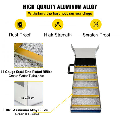 VV-JH-TJC36 - Lightweight 36" Aluminum Gold Sluice Box with Riffles and Mesh
