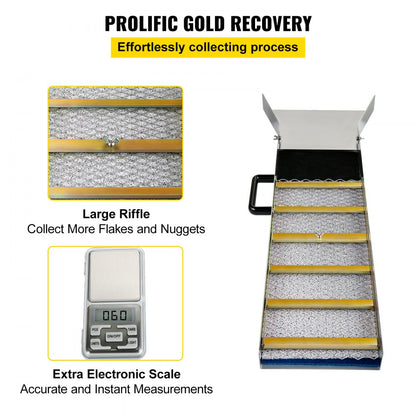 VV-JH-TJC36 - Lightweight 36" Aluminum Gold Sluice Box with Riffles and Mesh