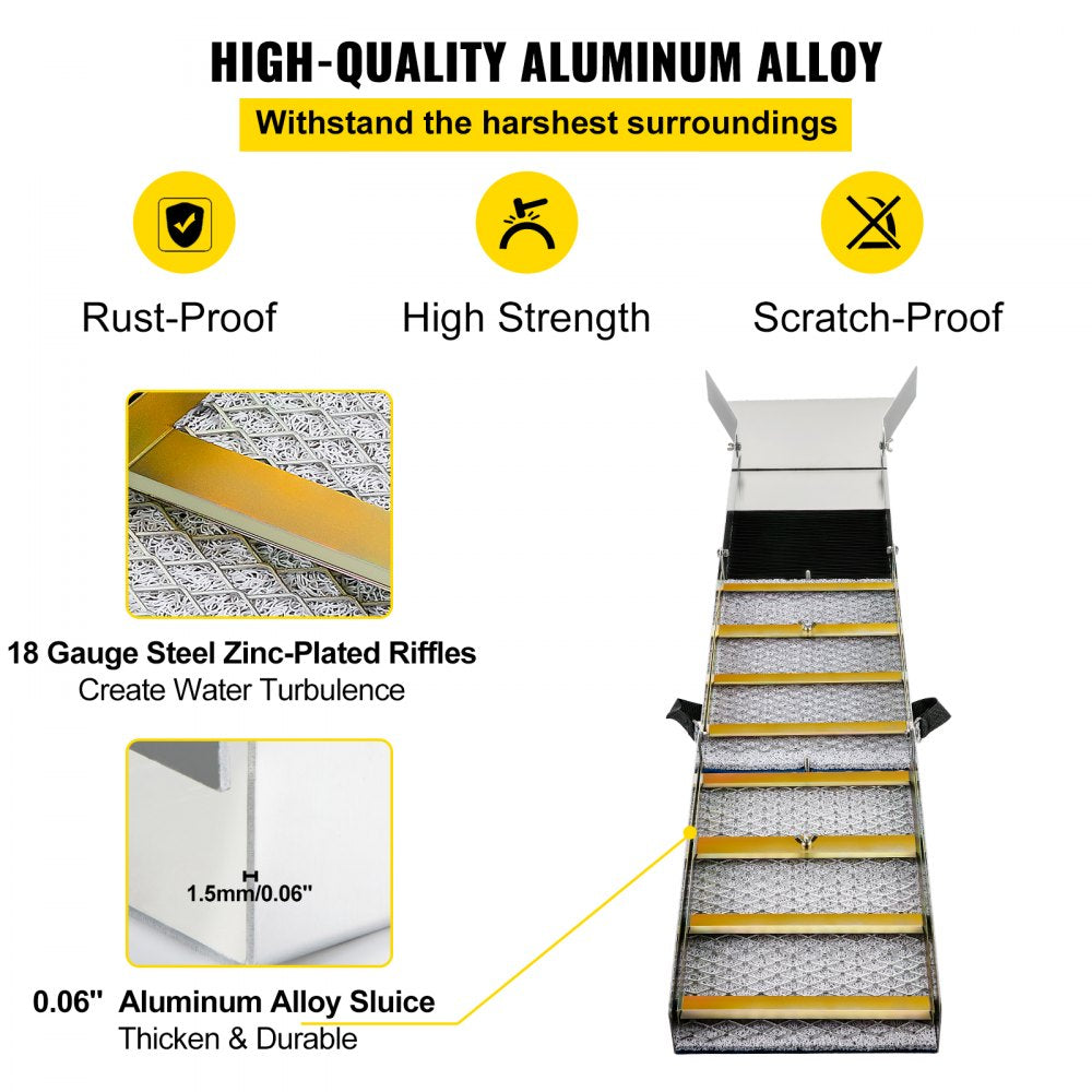 VV-JH-TJC50 - 50" Lightweight Aluminum Alloy Folding Sluice Box for Gold Panning