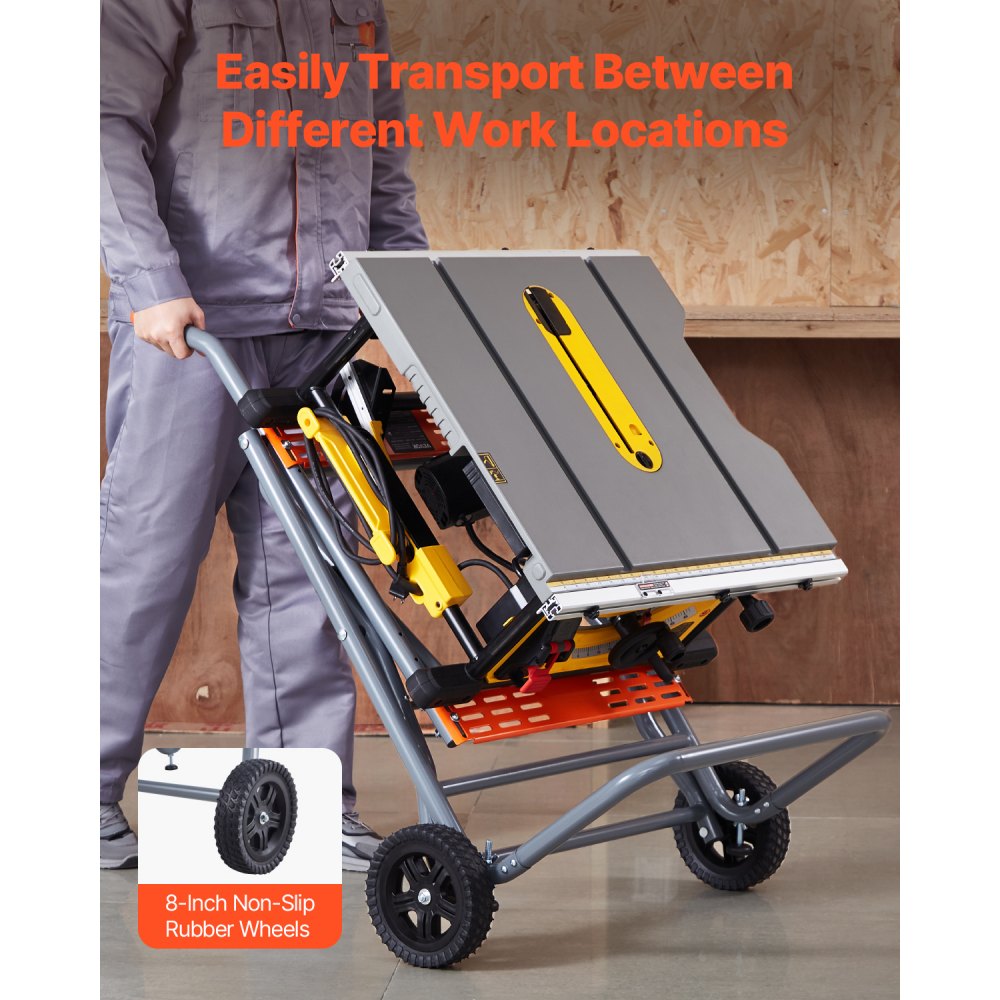 HS6805 - Heavy-Duty Steel Table Saw Stand with Wheels, 350 lbs Capacity