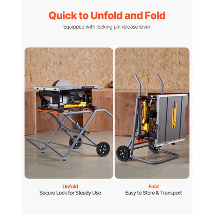 HS6805 - Heavy-Duty Steel Table Saw Stand with Wheels, 350 lbs Capacity