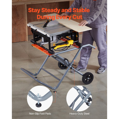 HS6805 - Heavy-Duty Steel Table Saw Stand with Wheels, 350 lbs Capacity