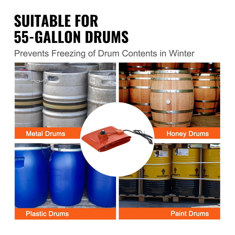 DHB-55-KT-10 - VEVOR 55 Gallon Waterproof Bucket Heater with Temperature Probe