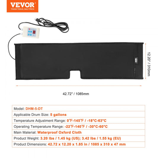 DHM-5-DT - VEVOR 250W Waterproof Drum Heater for Easy Outdoor Use
