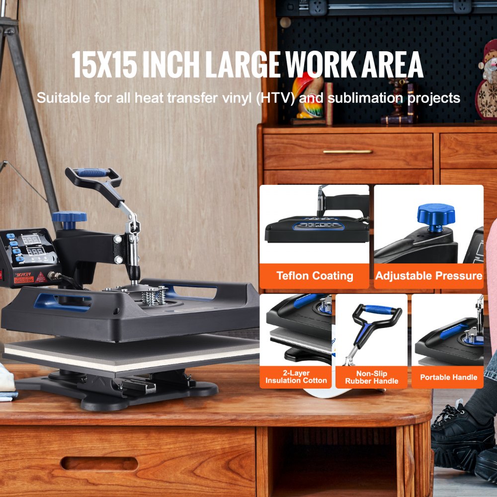 010379505996 - 15x15 VEVOR Heat Press with Digital Controls & Swing Away Arm