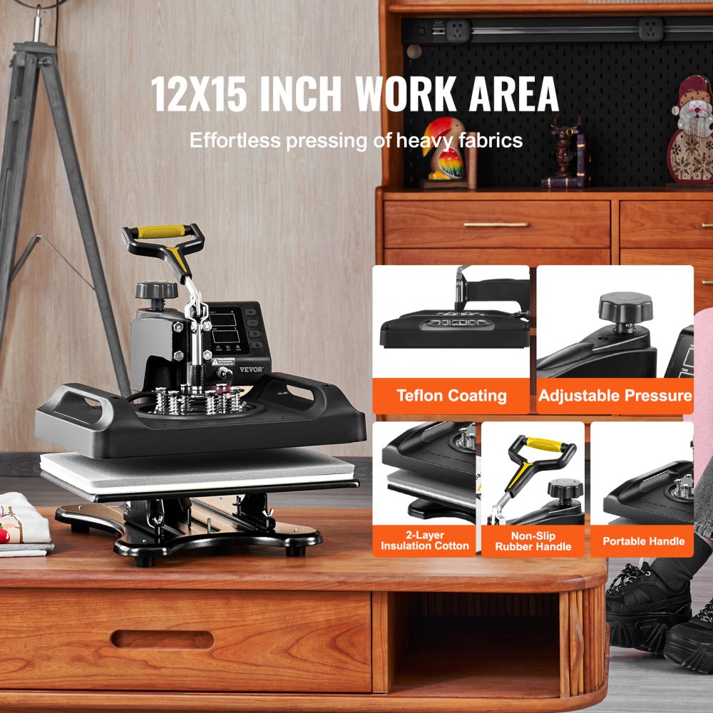010974264346 - 12x15 Heat Press Machine with Dual-Tube Heating & Accessories