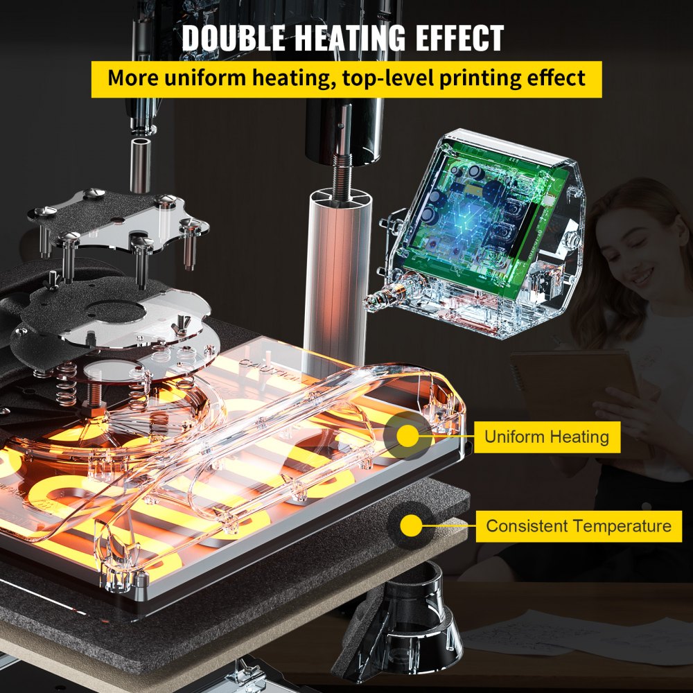 010839311467 - 15x15 Inch VEVOR Heat Press with Dual Heating Technology