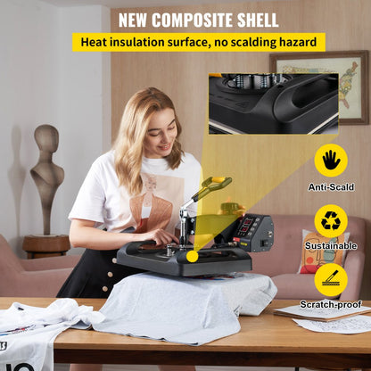010839311467 - 15x15 Inch VEVOR Heat Press with Dual Heating Technology
