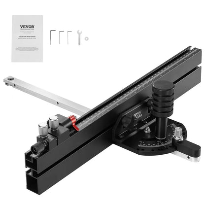 TN-1122B - Durable Aluminum Miter Gauge for Precision Woodworking with 15 Stops