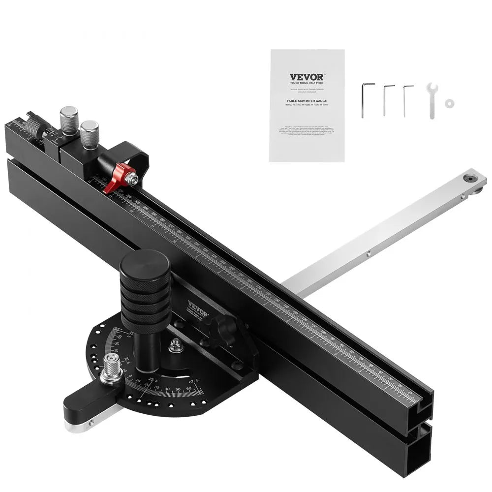TN-1122B - Durable Aluminum Miter Gauge for Precision Woodworking with 15 Stops