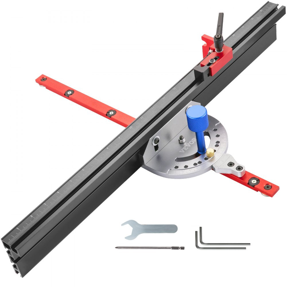 450 mm - High-Precision Aluminum Miter Gauge with 60° Ends and Adjustable Flip Stop