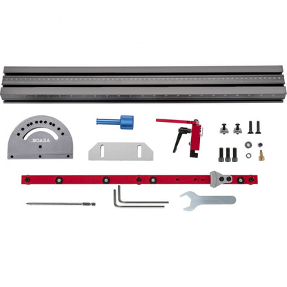 450 mm - High-Precision Aluminum Miter Gauge with 60° Ends and Adjustable Flip Stop