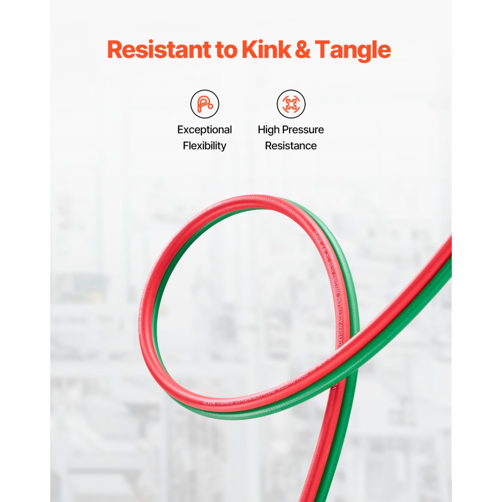 TTW14100A - 100FT Dual Welding Hose, 1/4-Inch, 300 PSI Durable Rubber