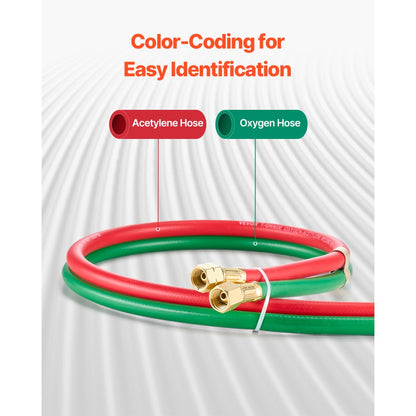 TTW14100A - 100FT Dual Welding Hose, 1/4-Inch, 300 PSI Durable Rubber