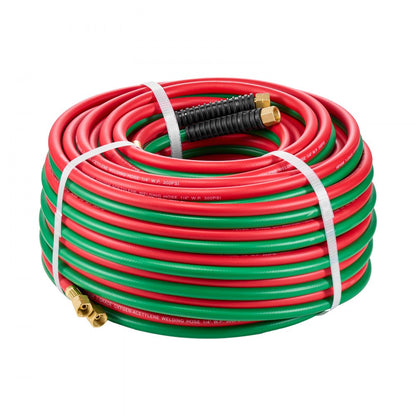 TTW14100A - 100FT Dual Welding Hose, 1/4-Inch, 300 PSI Durable Rubber