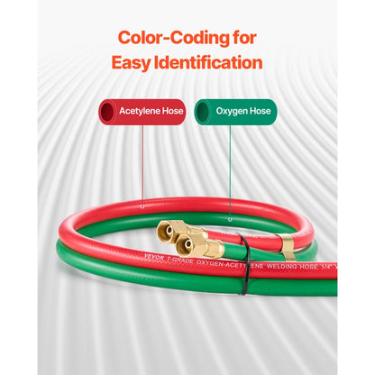 TTW1415A - 15FT Twin Hose for Oxygen & Acetylene, 1/4-Inch, 300 PSI