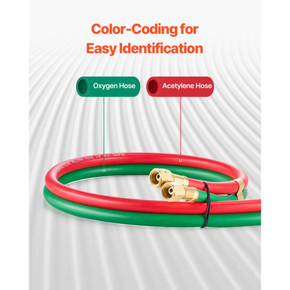 TTW1425A - Durable 1/4" x 25FT Twin Welding Hose for Oxygen & Acetylene
