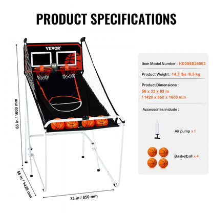 HD055B24003 - Durable Foldable Basketball Game for Kids & Adults