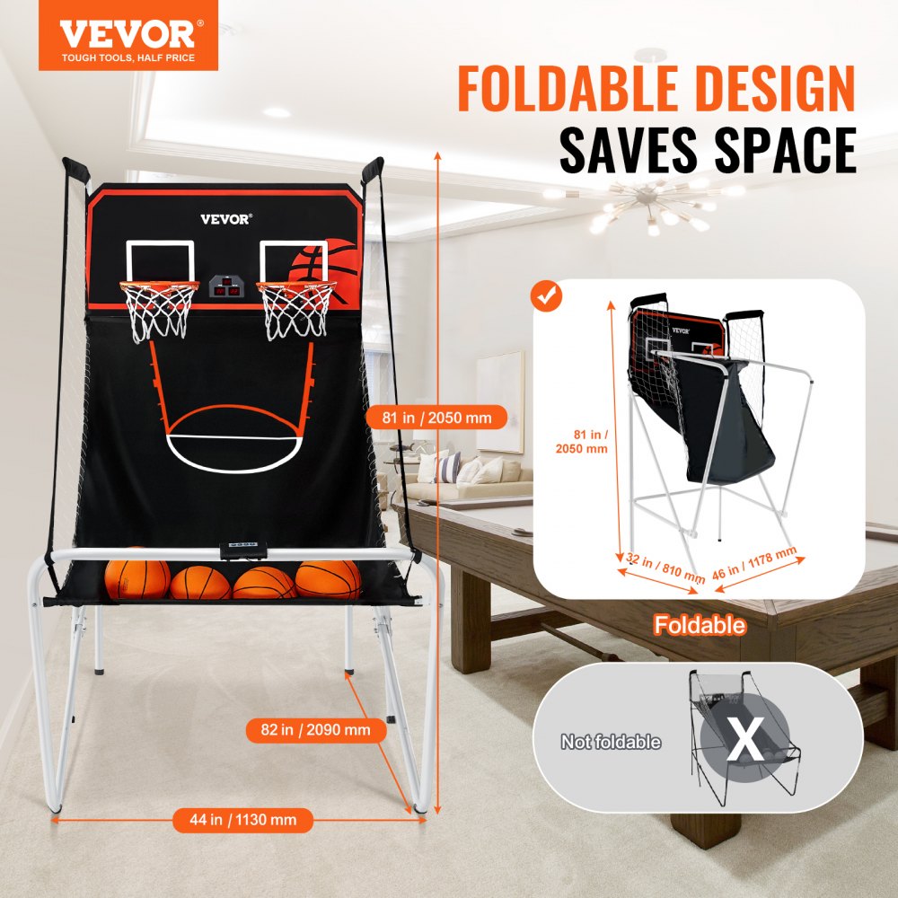 HD081B24002 - Durable Foldable Basketball Arcade Game for All Ages