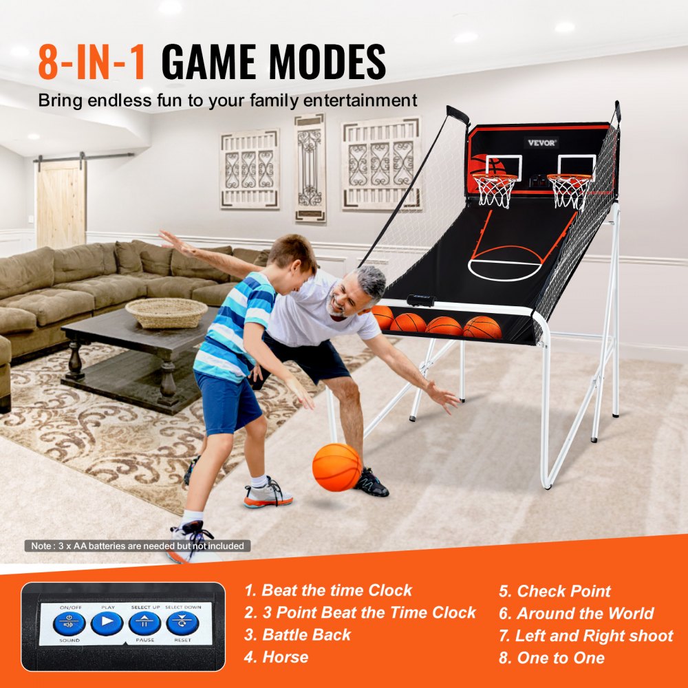 HD081B24002 - Durable Foldable Basketball Arcade Game for All Ages