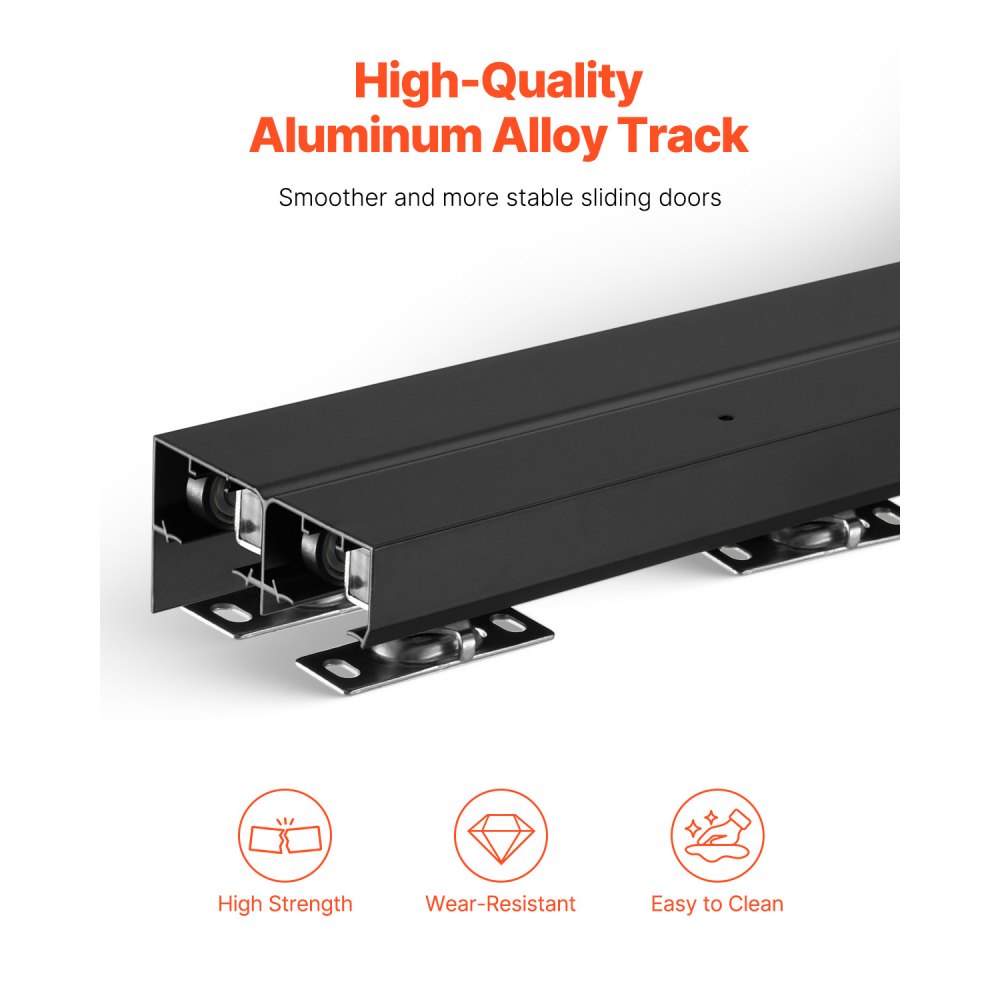 YMXT-XC40-4B - 4ft Aluminum Bypass Door Track Kit with 3-Wheel System