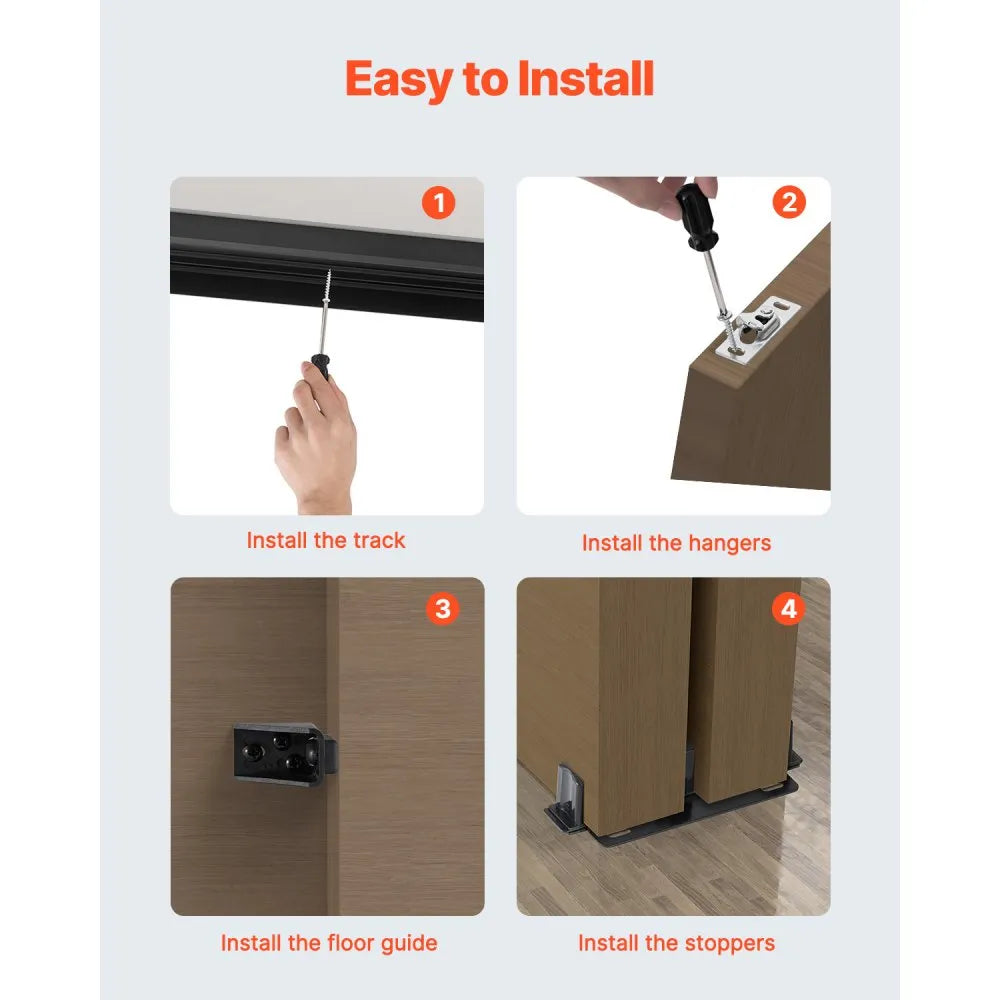 YMXT-XC40-4B - 4ft Aluminum Bypass Door Track Kit with 3-Wheel System