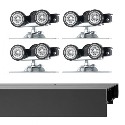 YMXT-XC40-4B - 4ft Aluminum Bypass Door Track Kit with 3-Wheel System