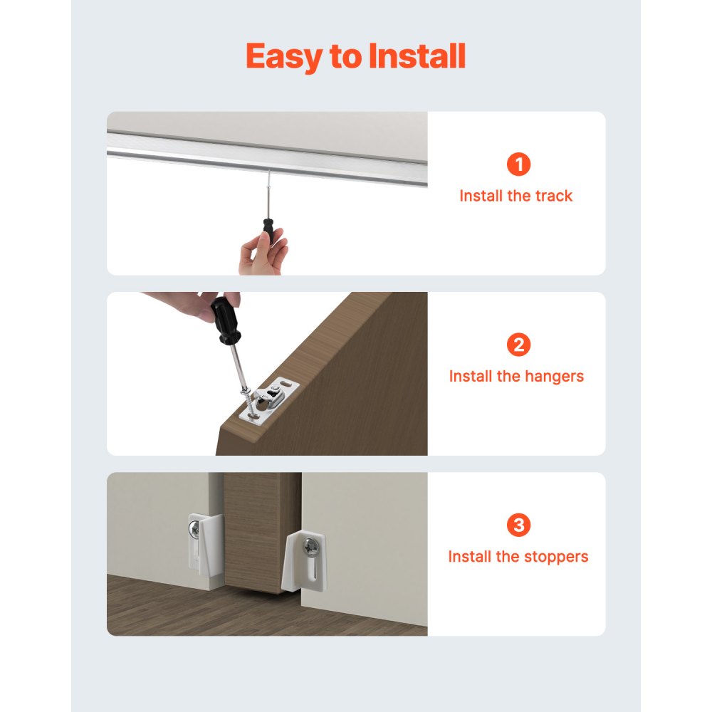 YMXT-XC39-6 - 6ft Aluminum Pocket Door Track Kit, 220lbs Capacity