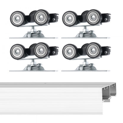 YMXT-XC40-6 - 6ft Aluminum Bypass Door Track Kit for Smooth Sliding