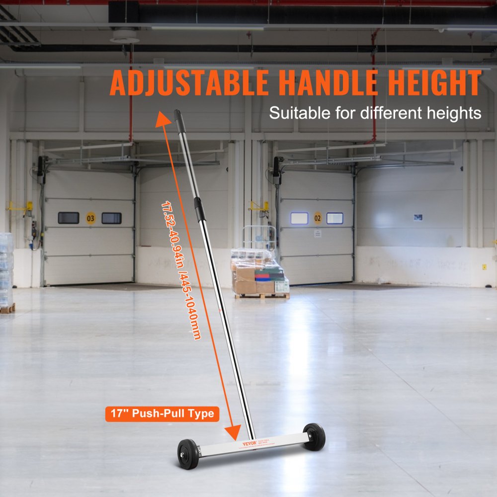 QJ8038 - 17-Inch Magnetic Sweeper with Wheels & Adjustable Handle