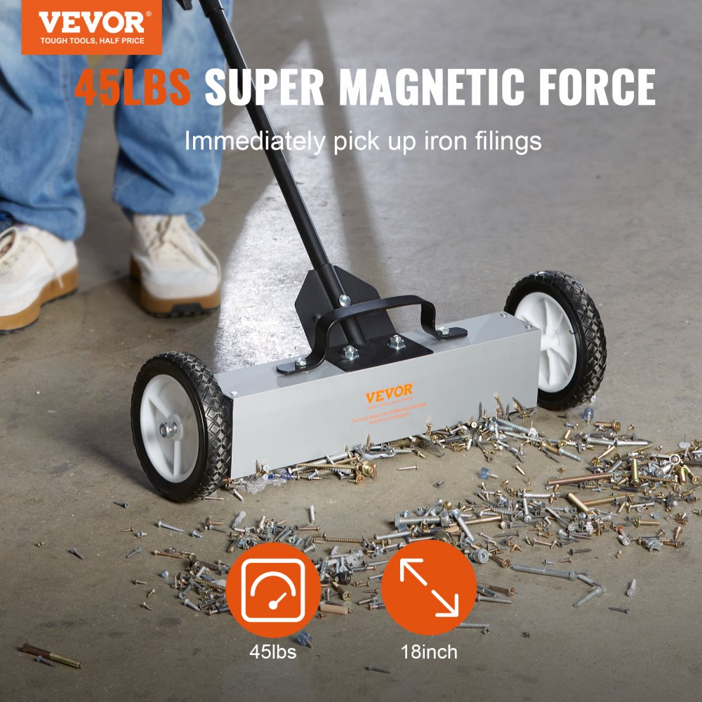 QJ8012-18 - 45 lbs Magnetic Sweeper with Wheels for Fast Cleanup