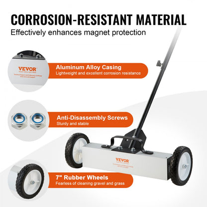 QJ8012-18 - 45 lbs Magnetic Sweeper with Wheels for Fast Cleanup