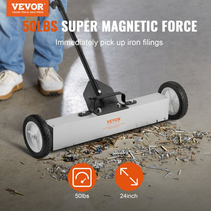 QJ8012-24 - 55Lbs Magnetic Sweeper on Wheels for Easy Metal Cleanup