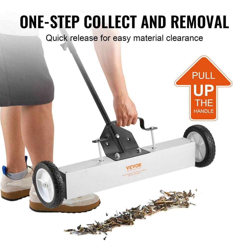 QJ8012-24 - 55Lbs Magnetic Sweeper on Wheels for Easy Metal Cleanup