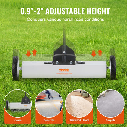 QJ8012-24 - 55Lbs Magnetic Sweeper on Wheels for Easy Metal Cleanup