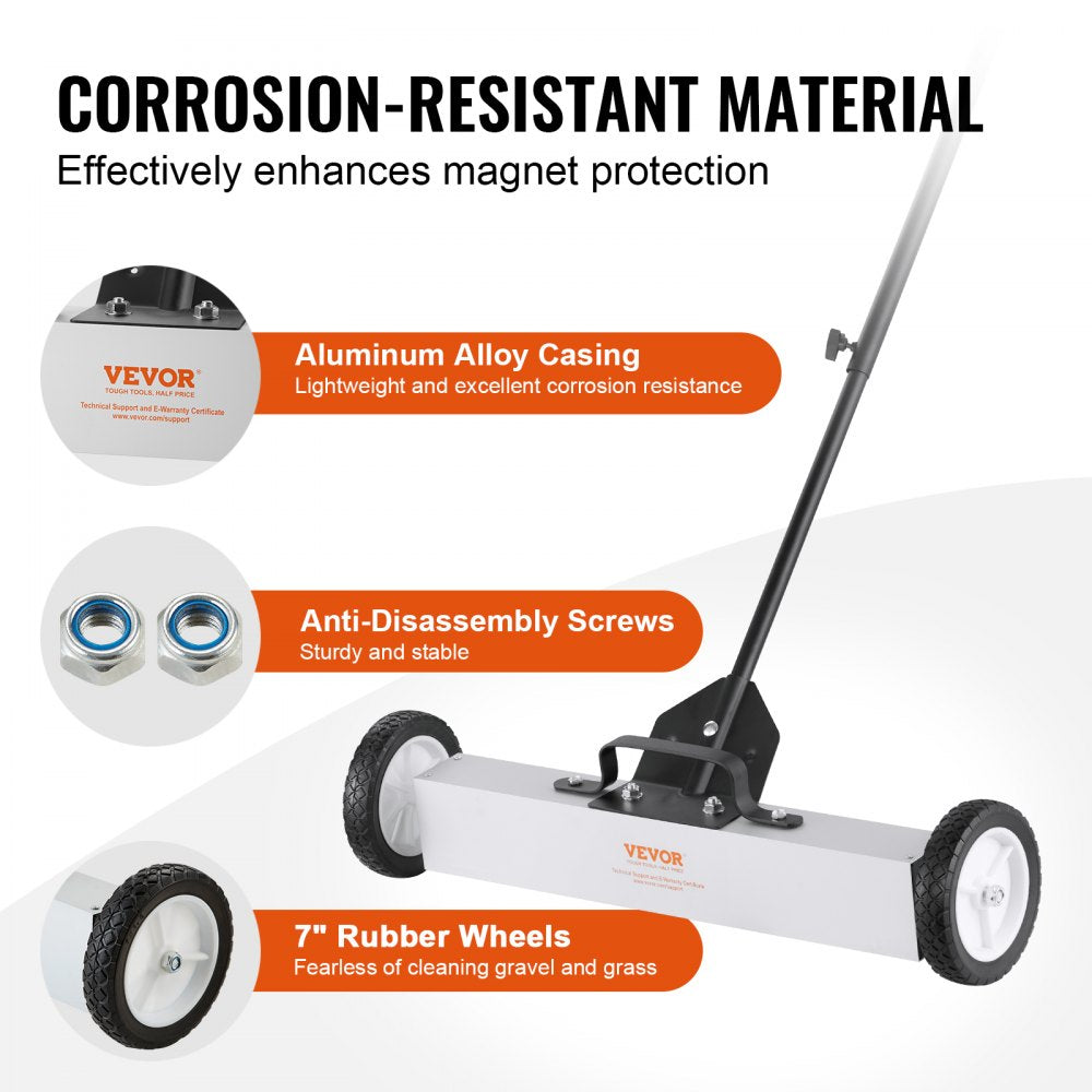 QJ8012-24 - 55Lbs Magnetic Sweeper on Wheels for Easy Metal Cleanup