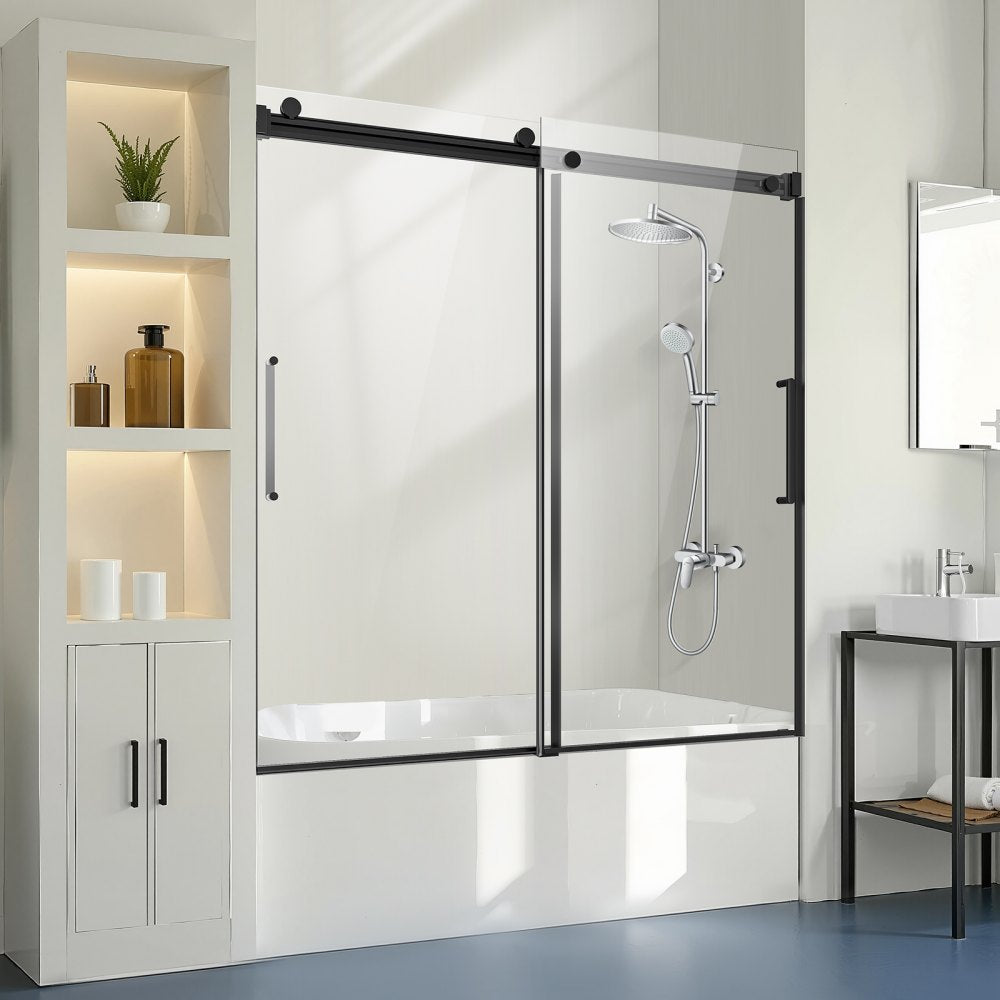 CNH-CV-S722 - 56-60 in. Frameless Sliding Bathtub Door for Modern Bathrooms