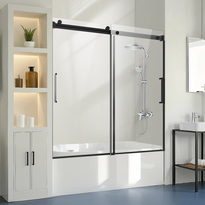 CNH-CV-S722 - 56-60 in. Frameless Sliding Bathtub Door for Modern Bathrooms