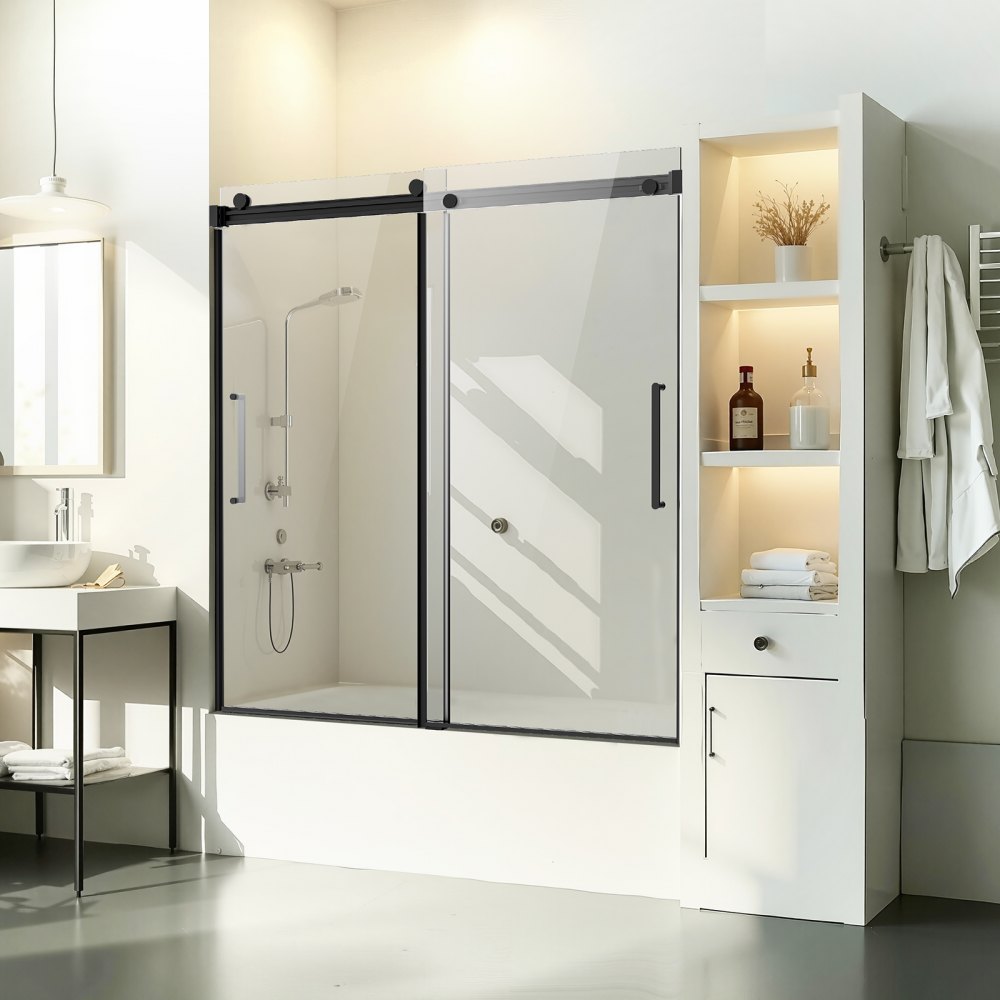 CNH-CV-S722 - 56-60 in. Frameless Sliding Bathtub Door for Modern Bathrooms