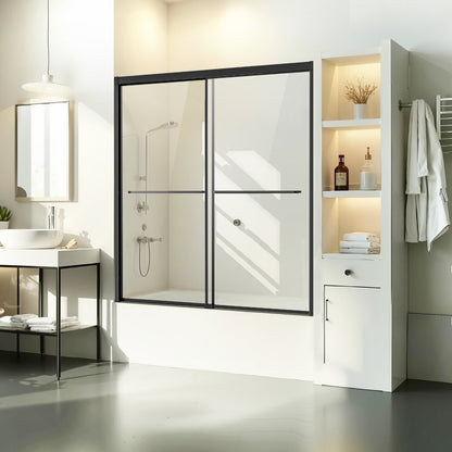 CNH-DE-S722 - 50-60 in. W Modern Semi-Frameless Bathtub Shower Door