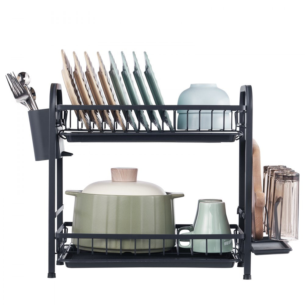 WK810341 - Durable Carbon Steel Dish Drying Rack with Utensil Holder