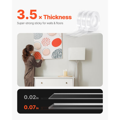 NT3W5L3P - Heavy-Duty 1.18" Double-Sided Tape, Trace-Free Adhesive, 16 ft