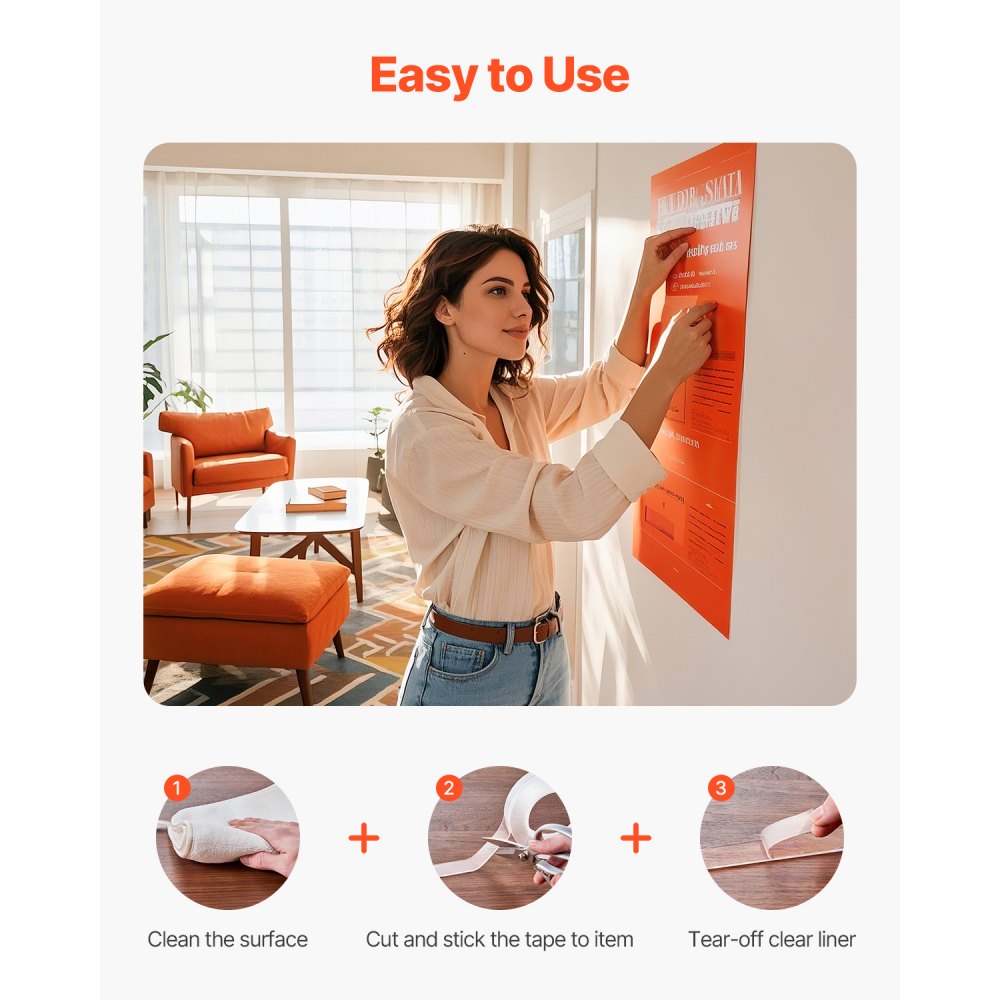 NT3W5L3P - Heavy-Duty 1.18" Double-Sided Tape, Trace-Free Adhesive, 16 ft