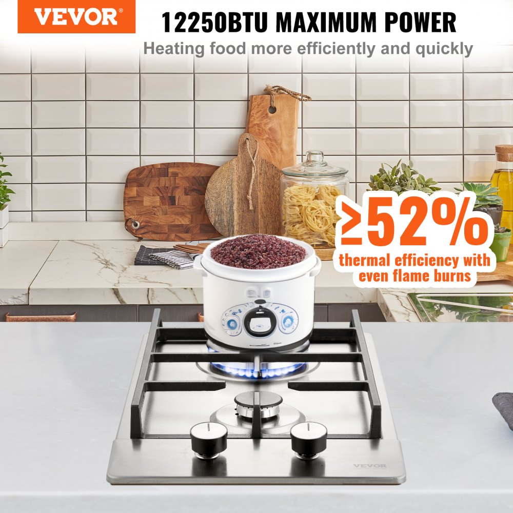 MGBS-312B4 - 12" VEVOR Dual Fuel Gas Cooktop, 12250 BTU Power