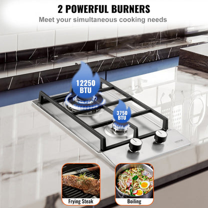 MGBS-312B4 - 12" VEVOR Dual Fuel Gas Cooktop, 12250 BTU Power