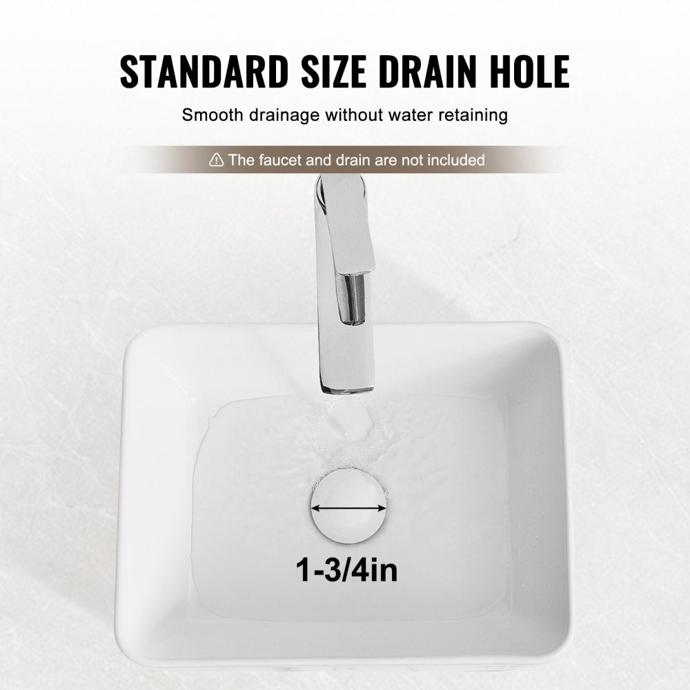RS1237B - 16"x12" Modern White Ceramic Vessel Sink for Bathrooms